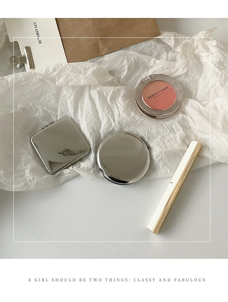 Espelho portátil dupla face ins inquebrável, espelho de maquiagem compacto portátil com capa flip para mulheres, viagens e uso no dormitório