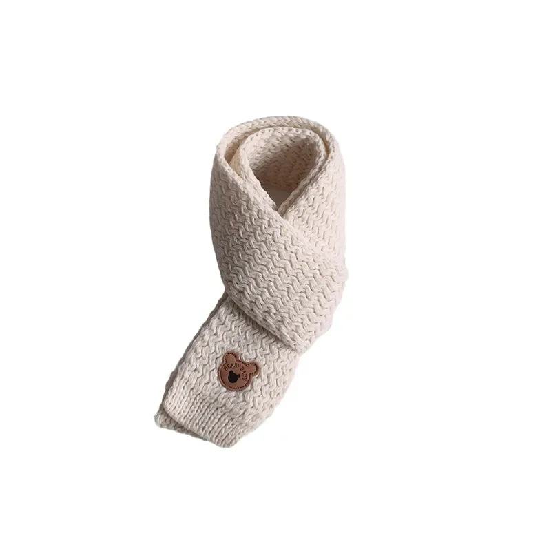 جديد عصري طفل وشاح بنين بنات لطيف محبوك الاكريليك الدافئة لينة وشاح صغير طفل الفتيان الكرتون الدب نمط الأحمر عيد الميلاد وشاح