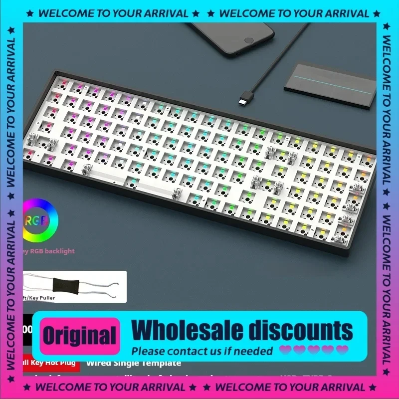 Imagem -06 - Teclado Mecânico com Fio Personalizado Kit Branco Personalizado Single Mode Rgb Gaming Esports Hot Plug 100 Key Dk100 Novo 2024