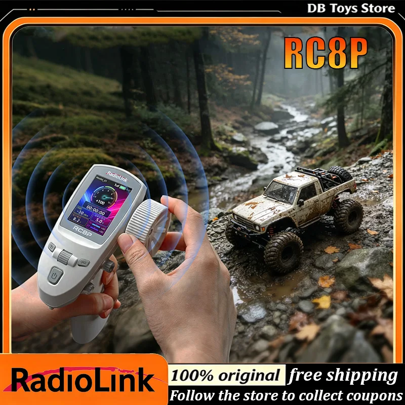 Radiolink RC8P RC Transmitter 8‑Channel Pocket Pistol‑Grip Controller Voice Alerts High‑Bright Large Color Screen for Crawlercar