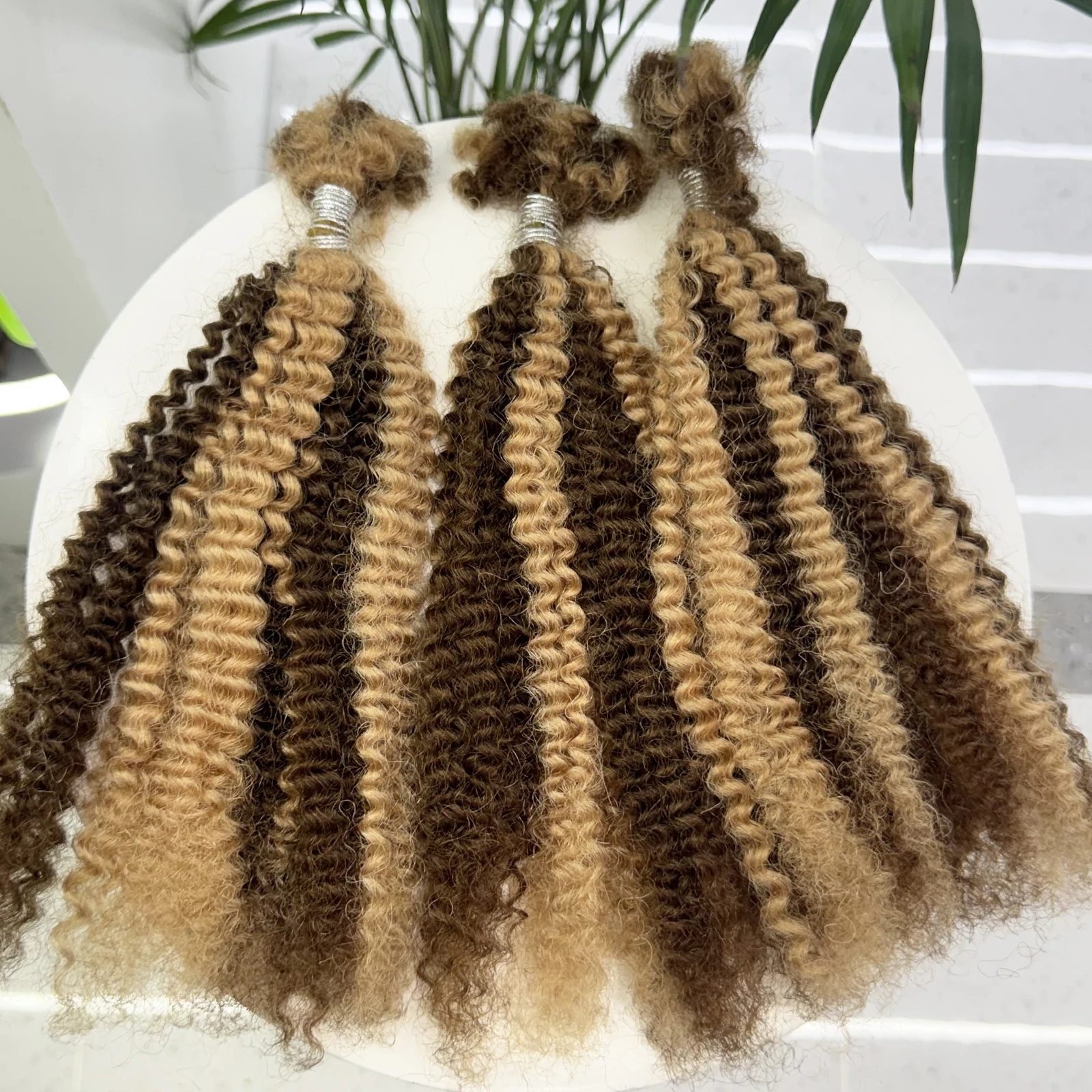 16 Zoll Afro Kinky Curly Echthaar-Bulk für Dreadlocks, Afro Kinky Bulk Echthaar zum Flechten, 30g/Packung, Färbbar – Detail 32