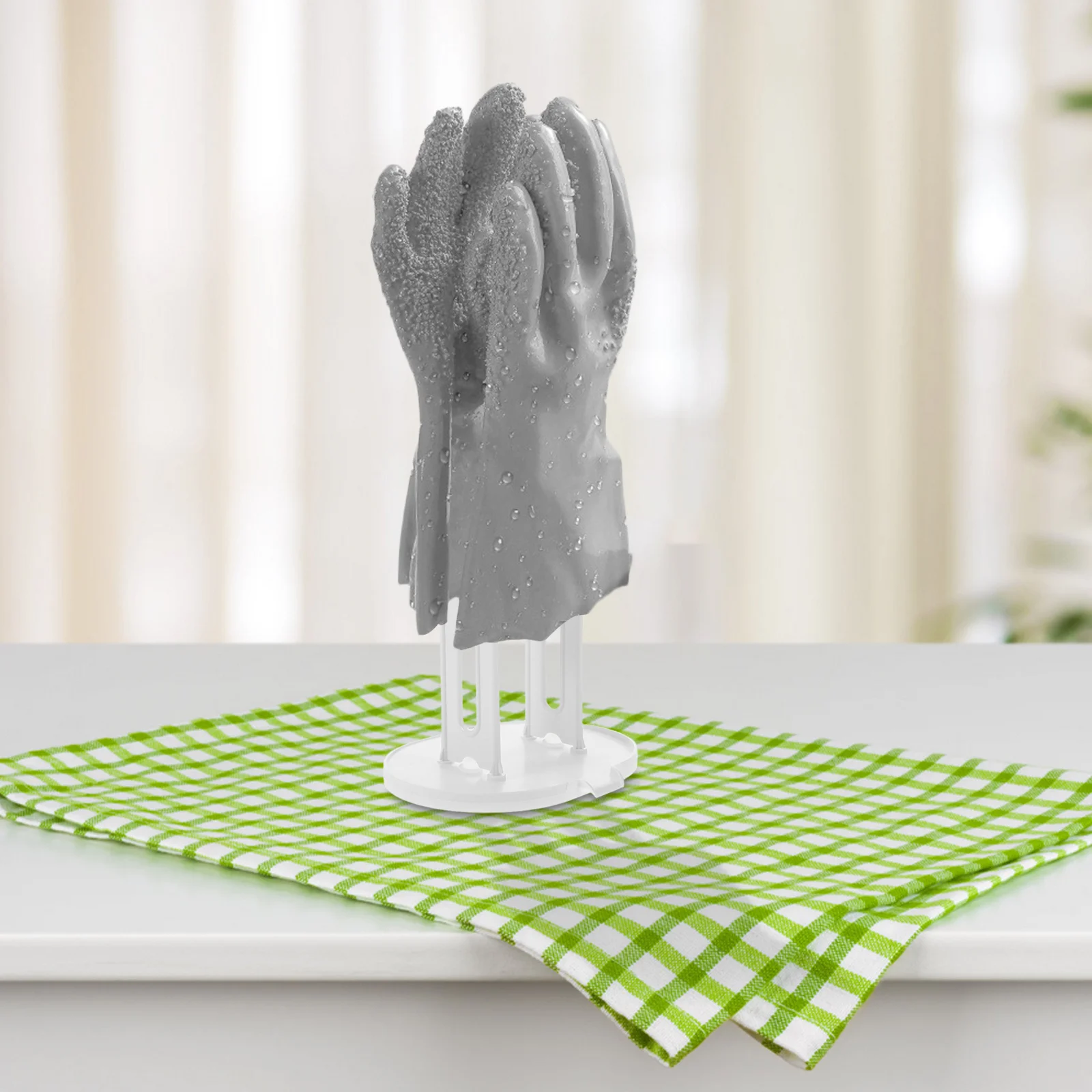 

2Pcs Kitchen Glove Hanging Shelf Multi-Use Cleaning Glove Holder Drying Rack with Drainage Base for Kitchen Storage