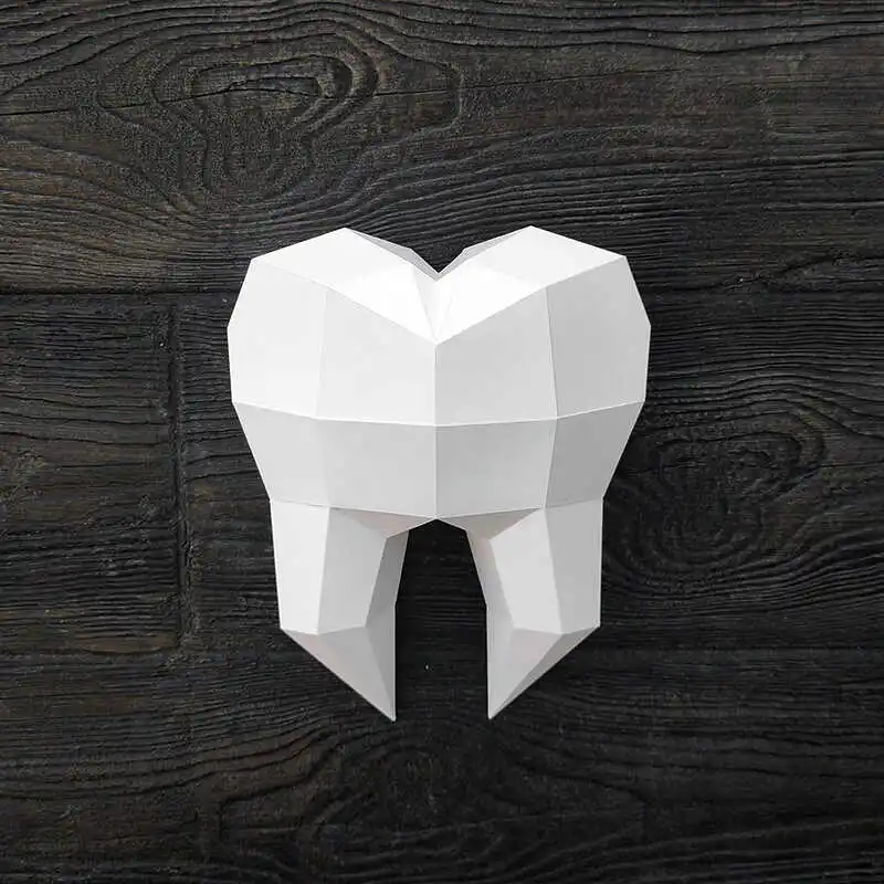 27cm Tooth Model 3D Paper Model Dentist's office Wall Hanging Papercraft DIY Hallway Decor Low Poly Porch Ornament Handmade Toy