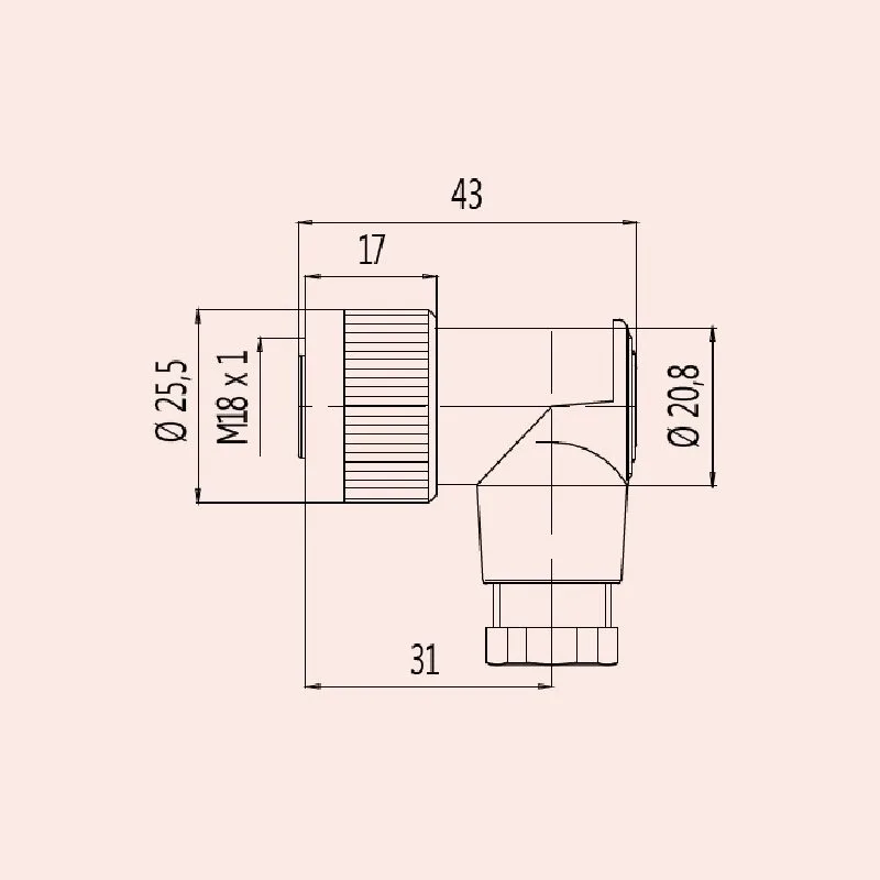 Connector matching (applicable to M18 Hedec HYDAC) temperature sensor ZBE02 pressure switch plug ZBE03 plug-in