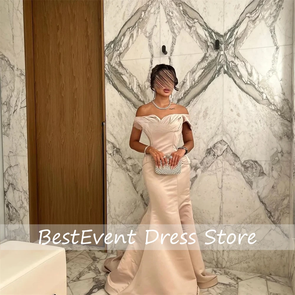 Off Shoulder Pleated Formal Mermaid Floor Length Party Bridal Dresses Bespoke Occasion Evening Dresses High Quality Classic Sexy