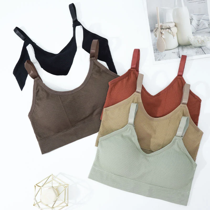 Women Tank Crop Top Seamless Underwear Crop Top Female U Back Short Tops Women Sexy Lingerie Sleeveless Padded Camisole