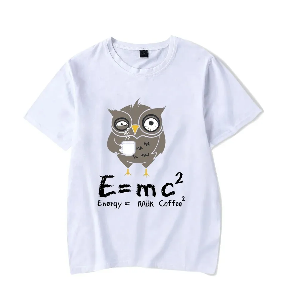 Men's Summer Pure Cotton T-shirt E MC2 Energy Milk Coffee Pattern 2024 New Street Fashion Parent Child Short Sleeve T-shirt