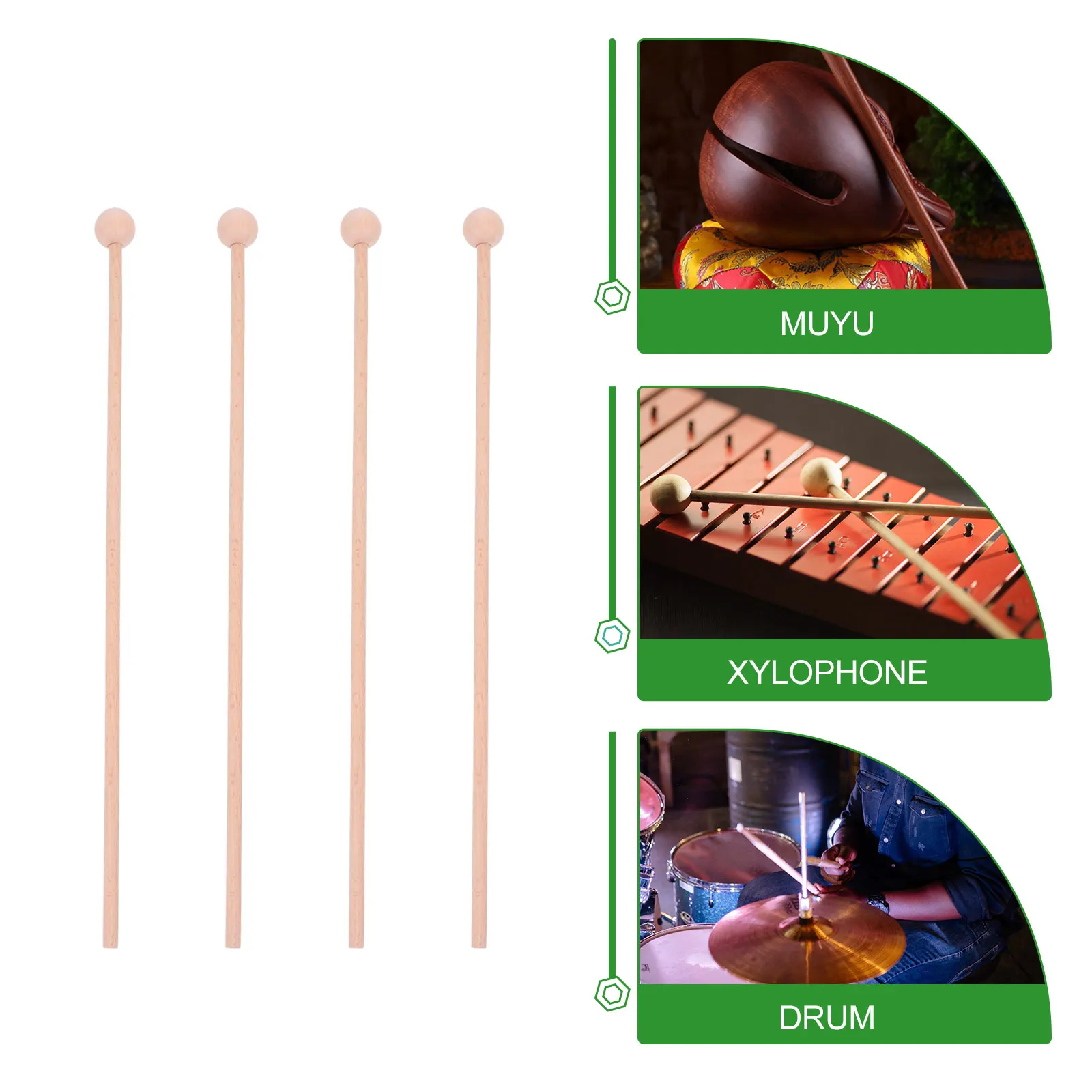 

4pcs Wooden Mallets Durable Natural Wood Drumsticks Creative Percussion Sticks For Drum Practice Waist Snare Sticks Piano