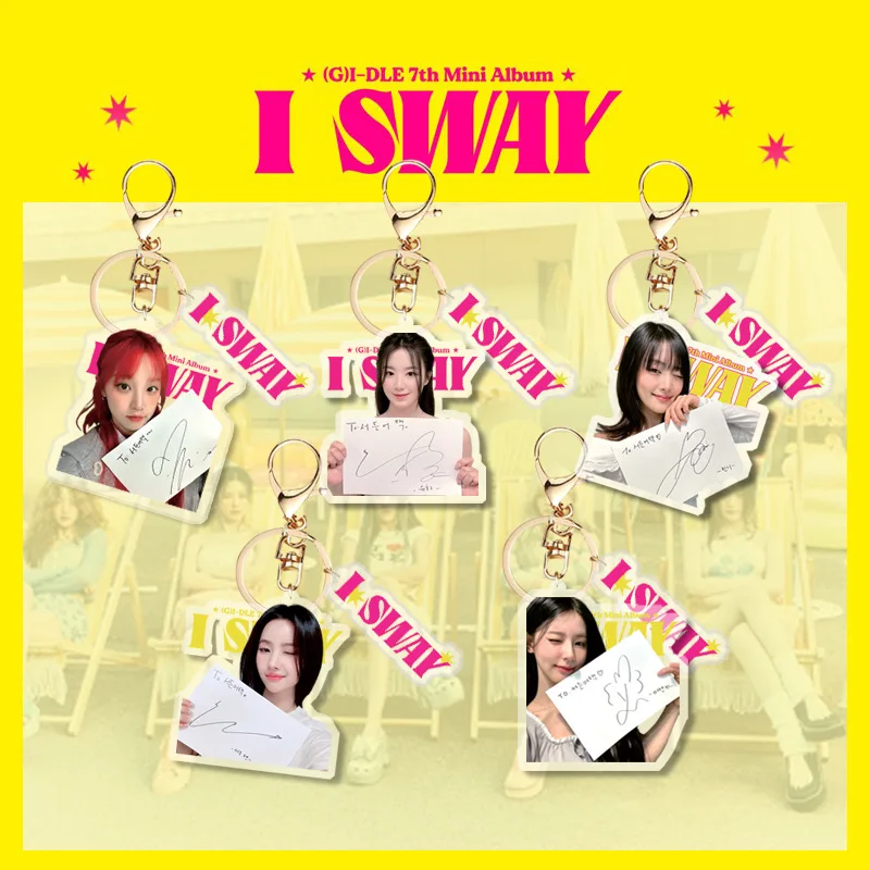 KPOP (G)I-DLE I SWAY Signature Photo Keychain Acrylic GIDLE Key Chain YUQI SoYeon MiYeon Keyring Pendant Accessories Fans Gift