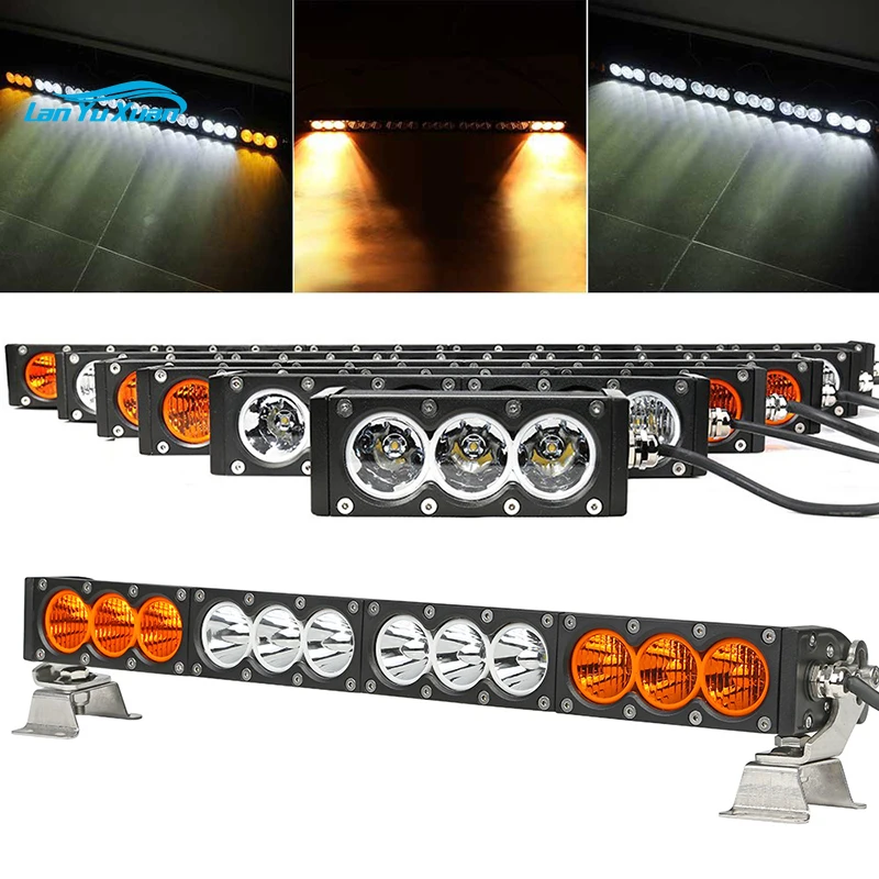 Wholesale curved/straight barra led 4x4 offroad driving work light single row amber strobe car truck led light bar