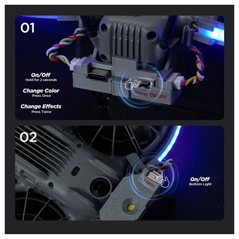 [NEW!A25P】 LED Light Strip For DJI Neo 2 Drone Color-Changing LED Strip 80 Leds 60° Fill Light Type-C
