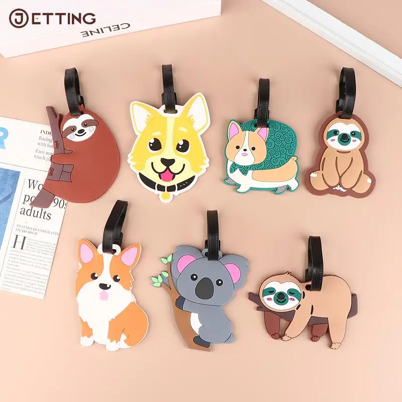 PVC Soft Rubber Newest Travel Accessories Luggage Tag Creative Sloth Plane Boarding Pass Suitcase Silicon Portable Travel Label