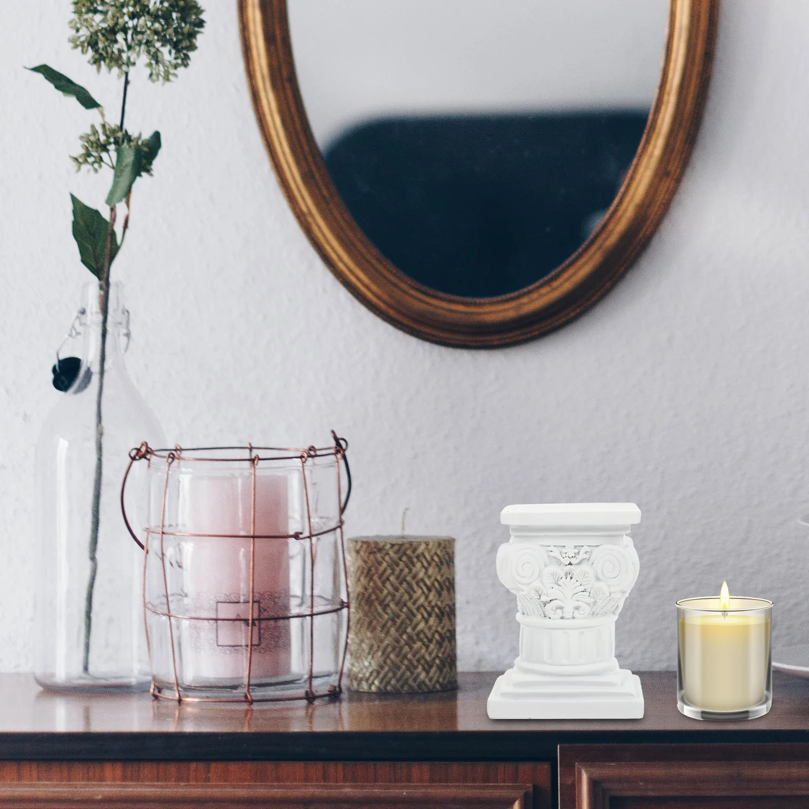 

1Pcs Roman Pillar Sculpture Resin Decor Home Balcony Garden Indoor Outdoor Ornament Wedding Table Photo Prop Pillar Sculpture