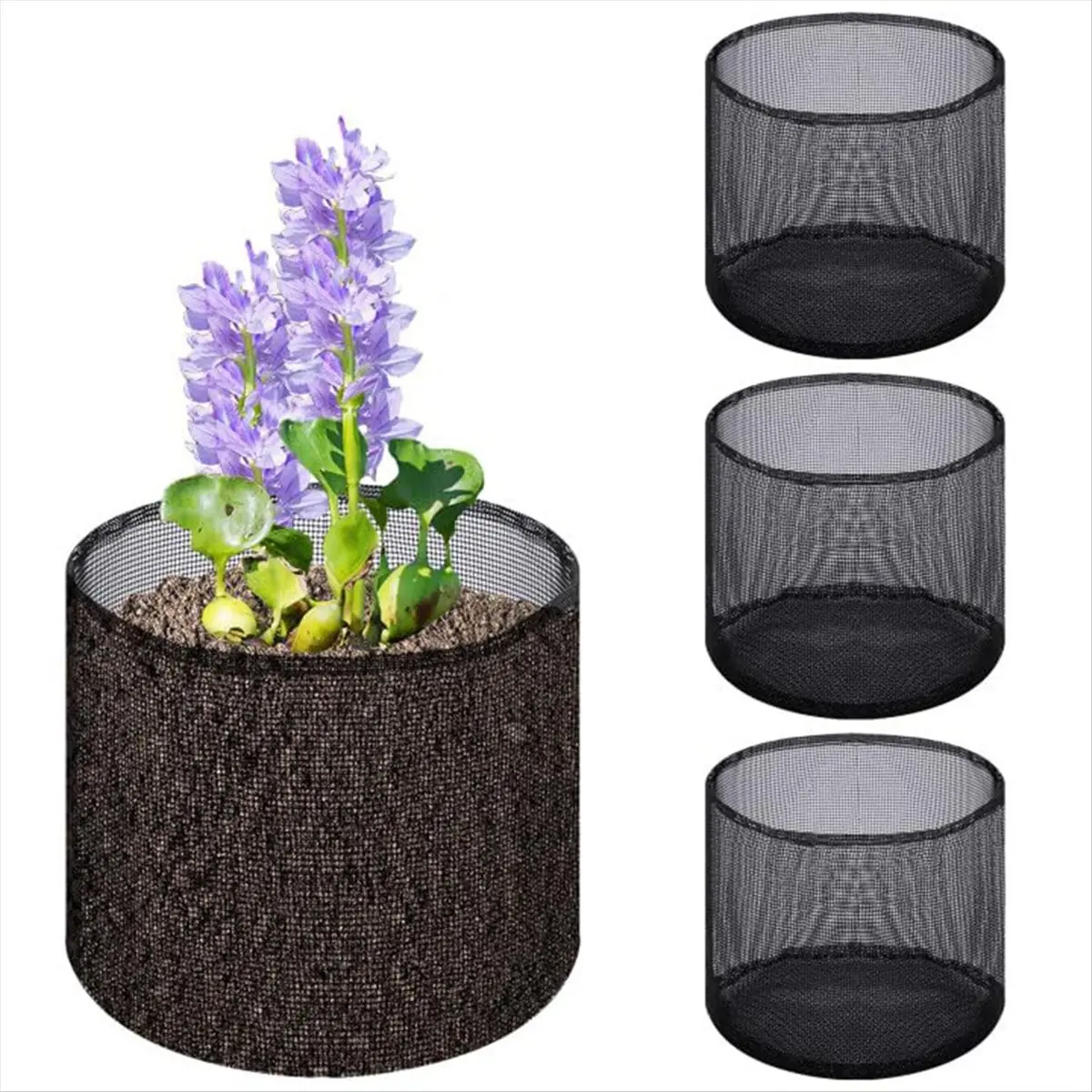 BHBL 4 Pcs X Aquatic Planting Bags - Reusable Mesh Water Garden Pond Plant Pot - Breathable Square Lily Pots for Swamp B