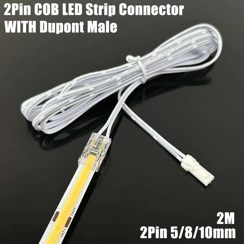 4PCS 2m DuPont Connector Cable with 2Pin 5mm 8mm 10mm COB Led Strip Quick Connector 12V 24V Cabinets Extension Wire Terminal