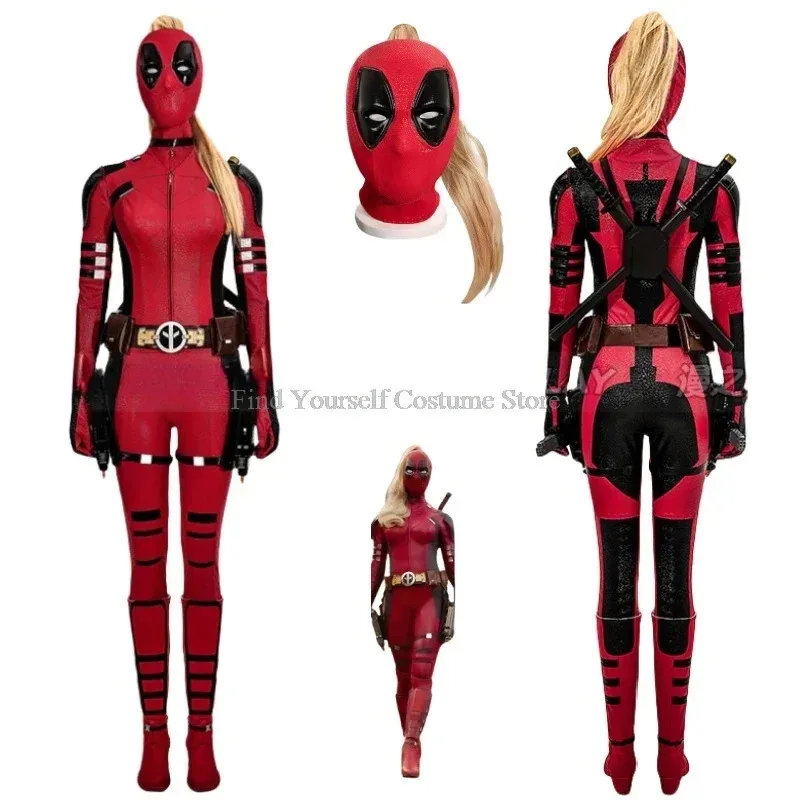 

High Quality Lady Dead Cosplay Pool Women Costume Superhero Roleplay Disguise for Female Zentai Jumpsuit Mask Halloween Party