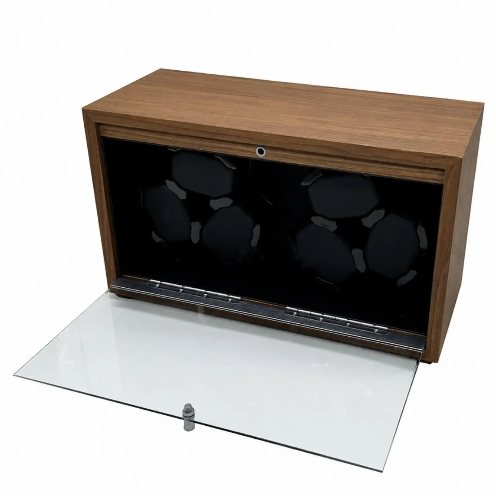 6 Watch Winder Box Quiet Motor Black Walnut Grain Storage Organizer for Automatic Watches Home