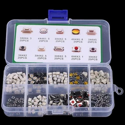 250Pcs/set 10 Model Tactile Push Button Switch Kit Car Remote Control Button Switch Car Key Button Touch Micro Switch