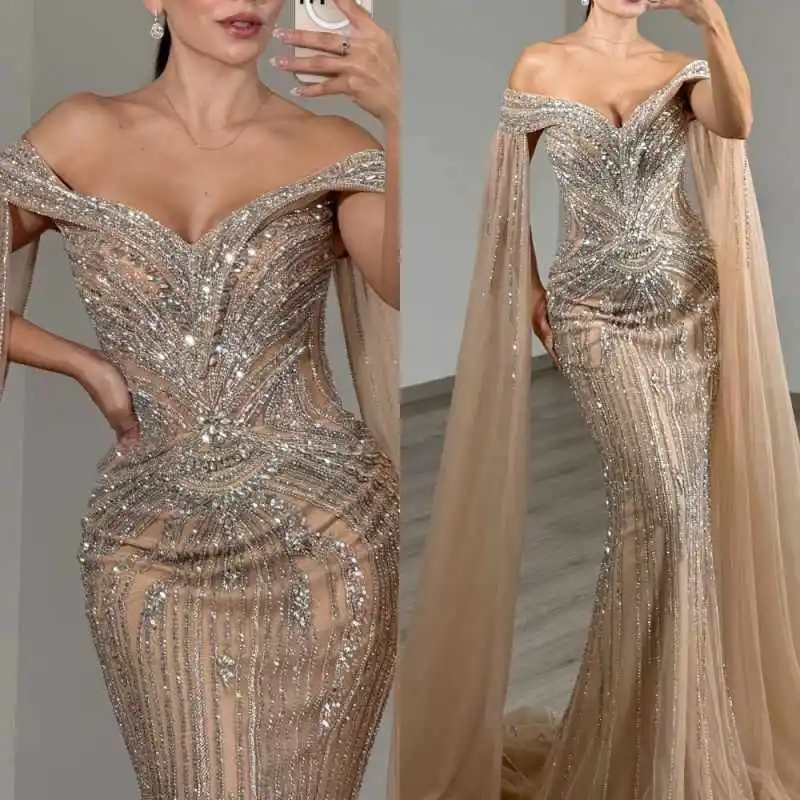 Illusion Off The Shoulder Wedding Dresses Sexy Sequined Beaded Wedding Dress Floor Length Bridal Gowns Customized