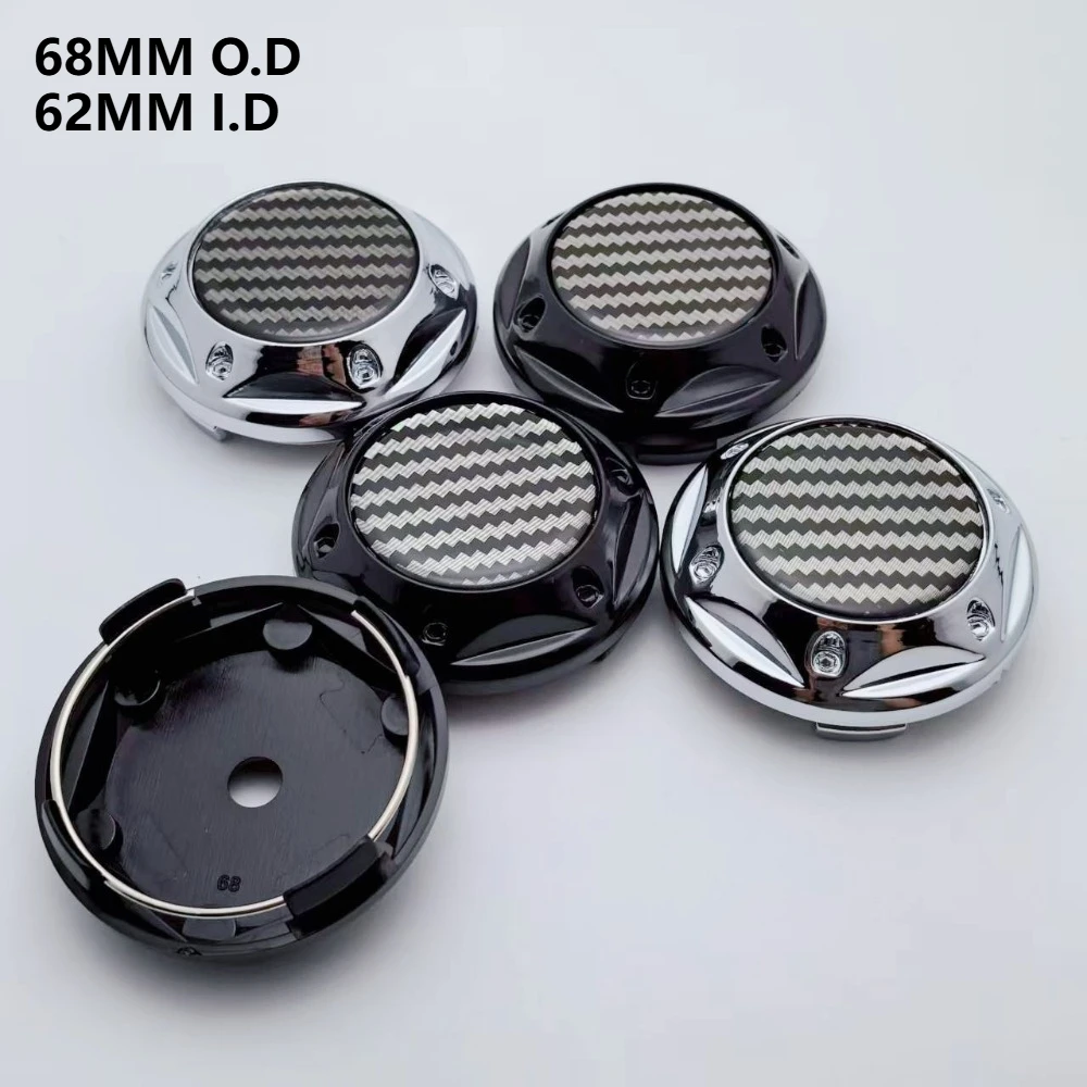 

4pcs Epoxy Resin No Logo Badge Emblem Car Wheel Center Caps 68MM 62MM Wheels Hub Cap Rim Hubcaps Cover Replace Car Accessories
