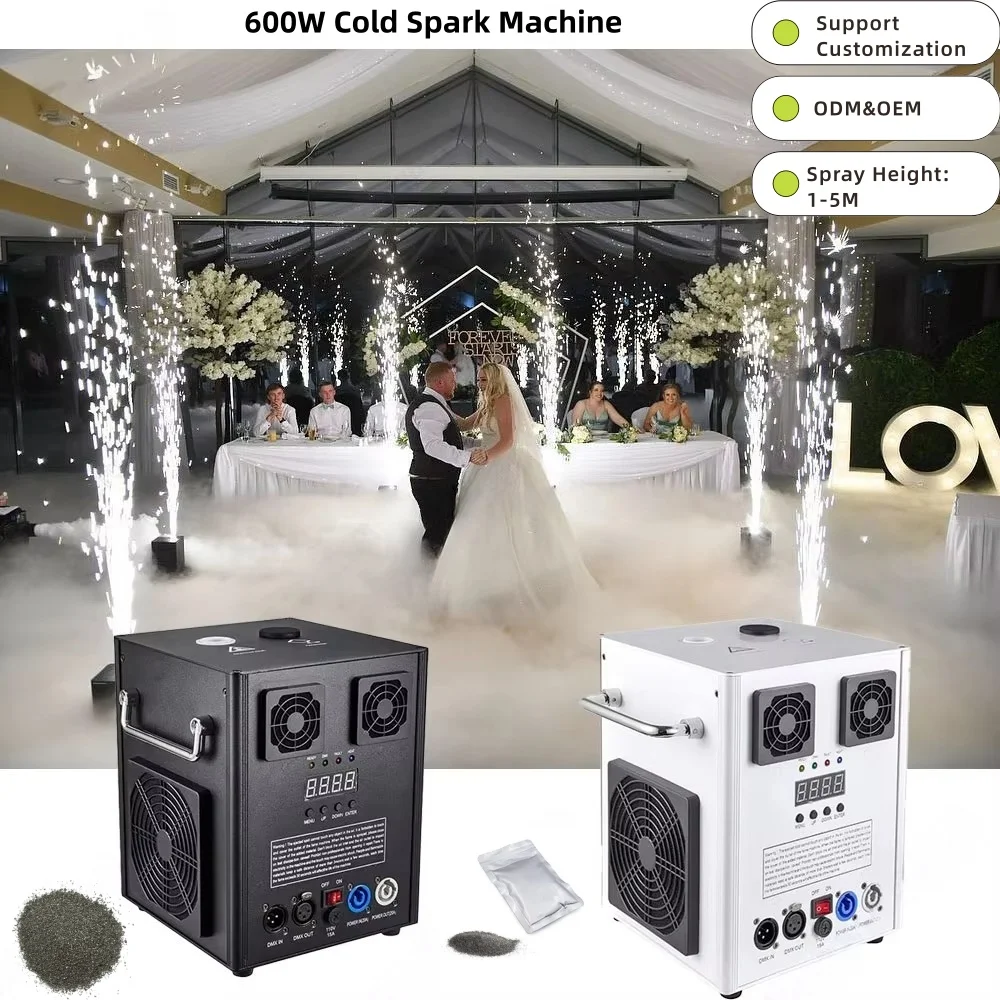 600W Cold Spark Machine 1pc with DMX Control Cold Flame Sprayer Remote Stage Machine for DJ Disco Party Stage Equipment