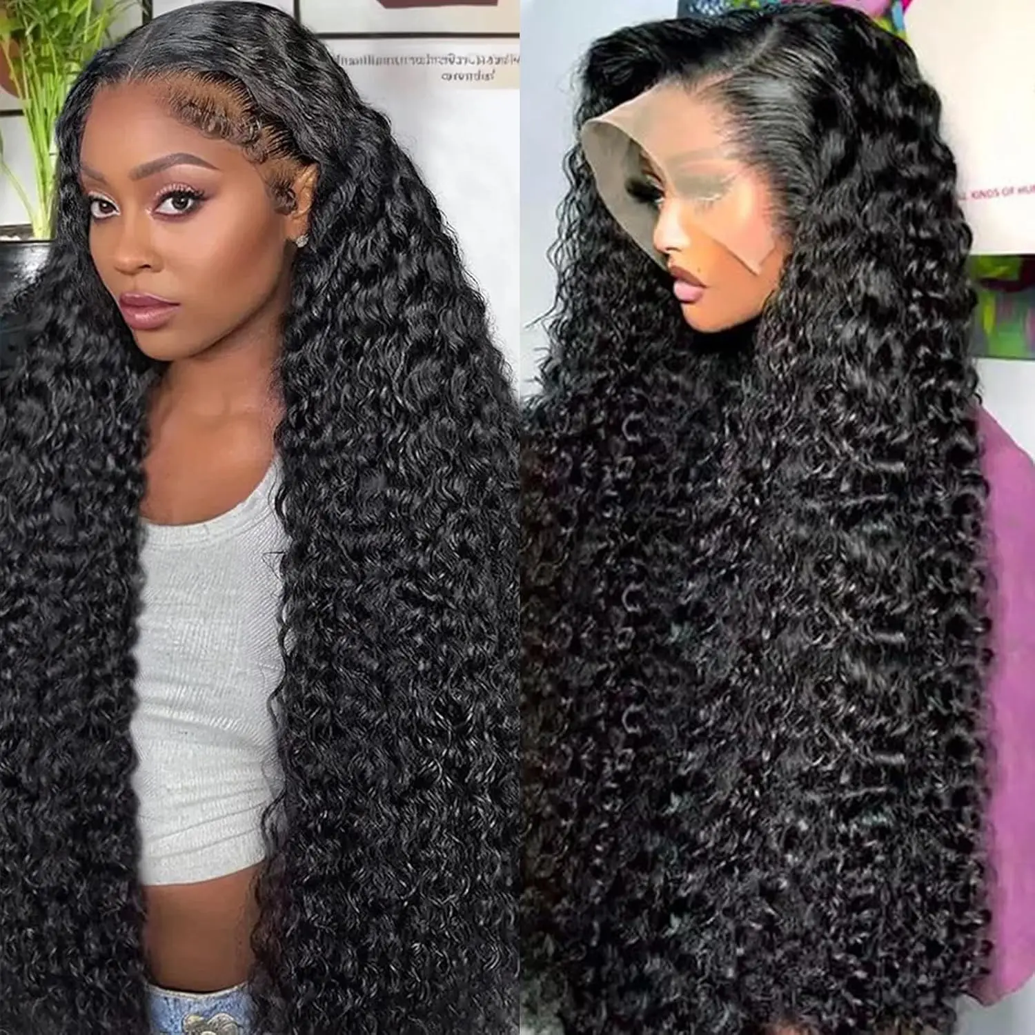

Mossily HD Lace Wig 13x6 Human Hair Deep Wave Frontal Wig 40Inch Curly Wigs For Women 13x4 Water Wave Lace Front Wig