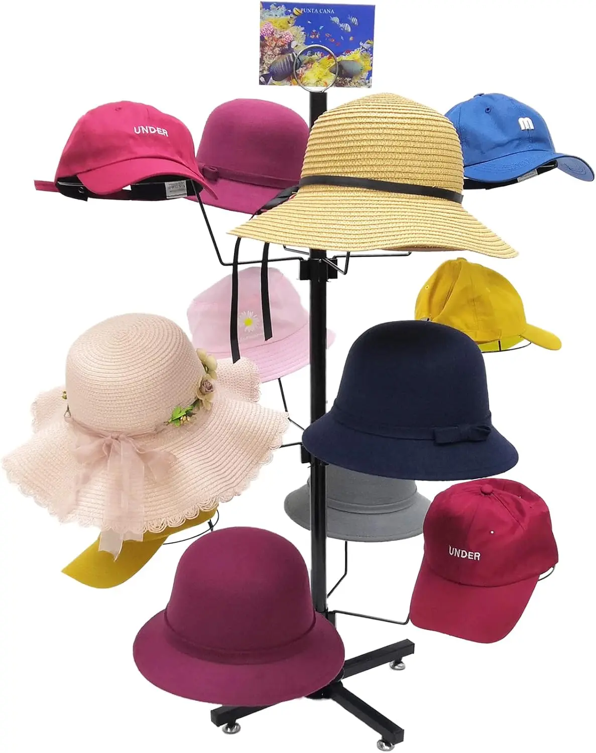 

Countertop Hat Rack Headwear Wig Cap Display Tabletop Stand 24x24x37" 3-Tier 12 Hats 10125-2D