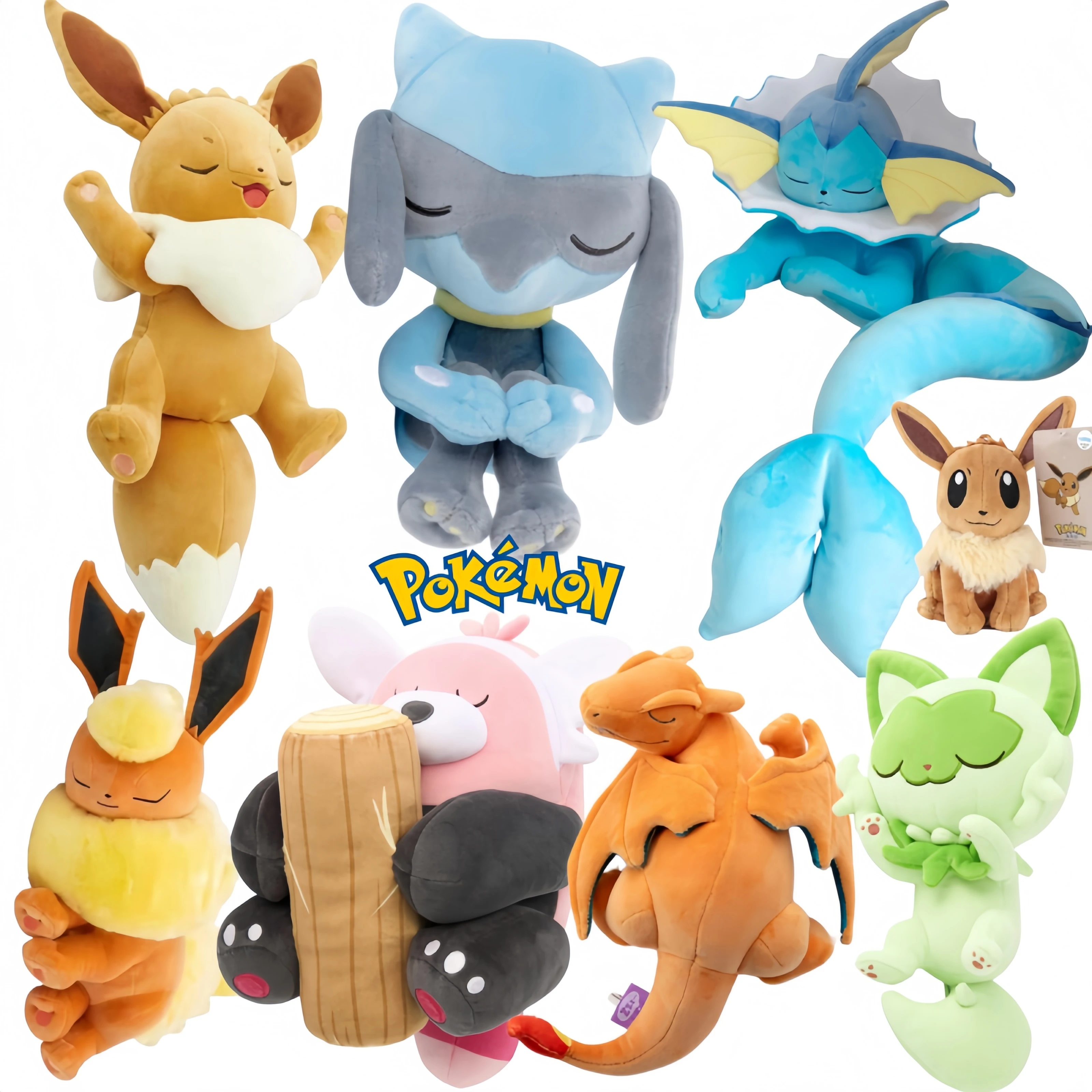 Pokemon Sleeping Riolu Gengar Eevee Charizard Sylveon Plush Toys Kawaii Sprigatito Bewear Umbreon Vaporeon Flareon Peluche Dolls