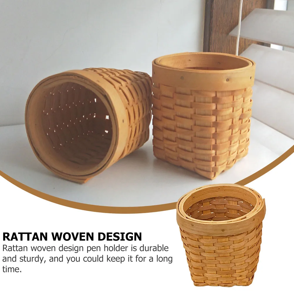 

2pcs Sundries Basket Woven Pen Holder Storage Basket for Desk Home Office School Small Sundries Container