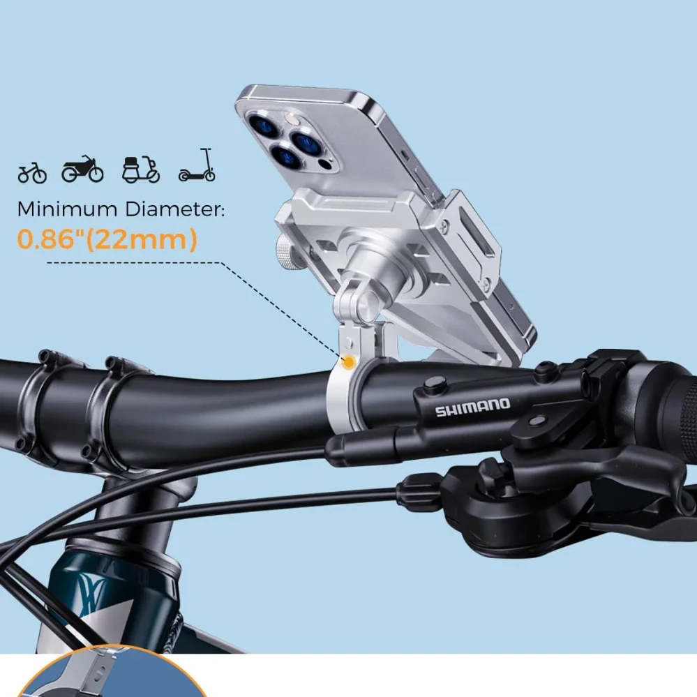 Aluminiowy uchwyt na telefon komórkowy do motocykla, mocowanie na kierownicę roweru, odpowiedni do jazdy na rowerze, rowerów górskich i terenowych. — zdjęcie produktu 5