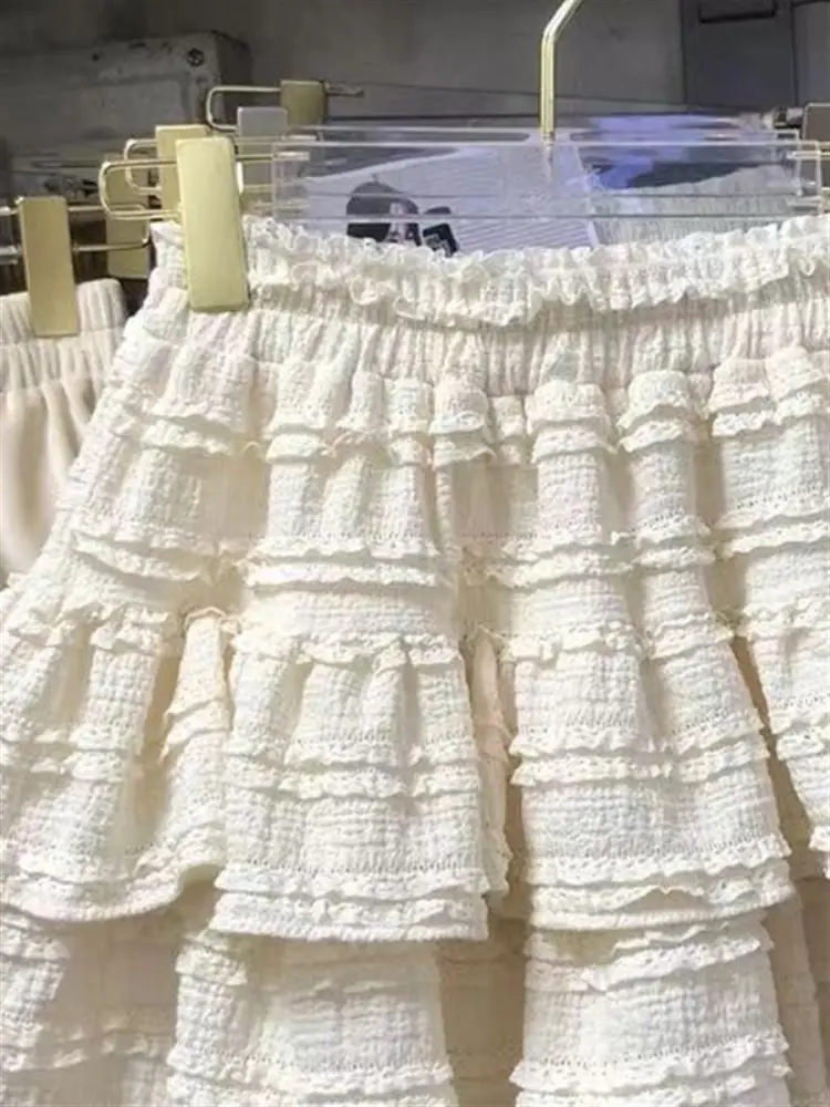 Sweet Ballet Sle Ruffle Lace f Skirt Puffy ort Cake Skirt Soft Girl Spring Design Sense Unique Fre Sle High Waist