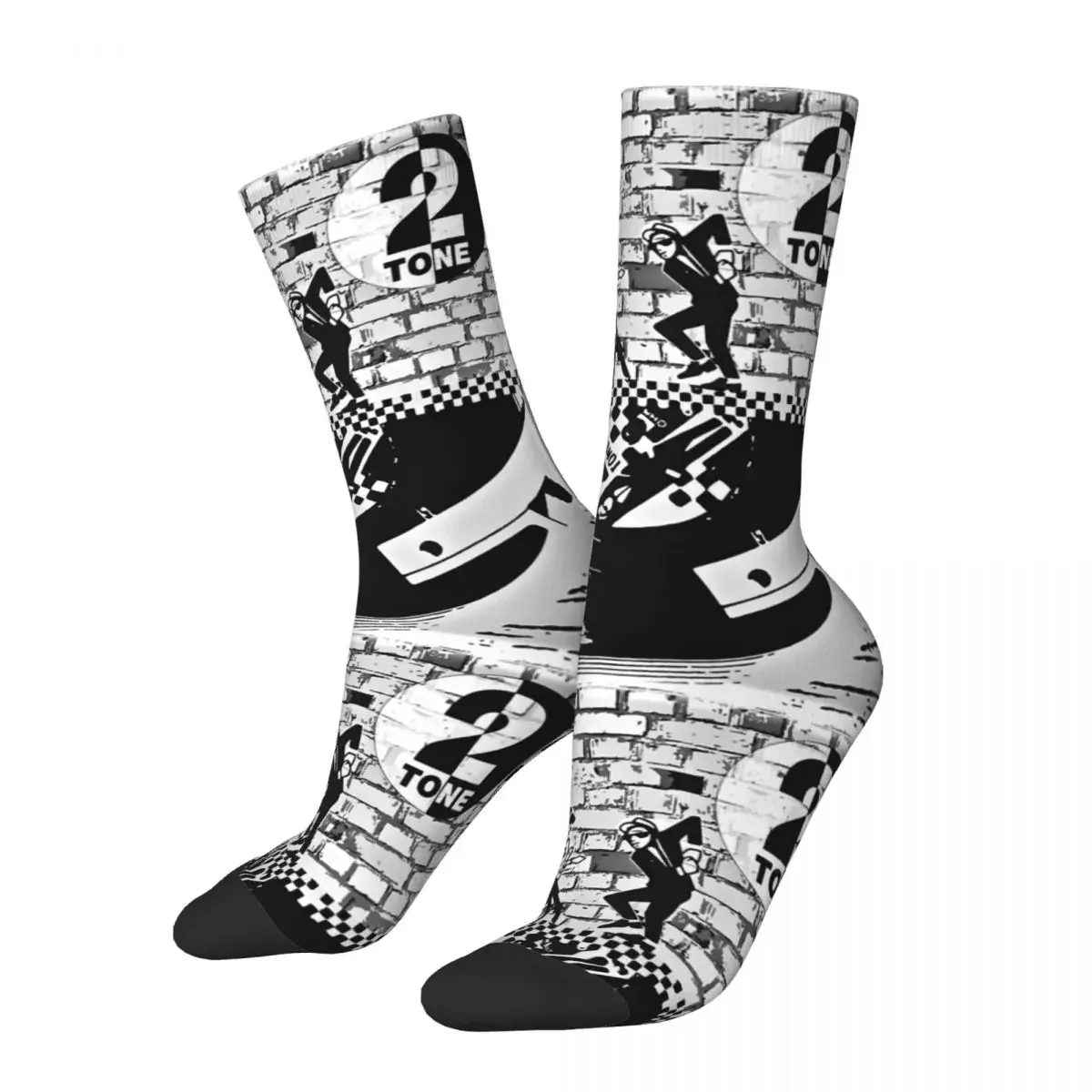 

2Tone Ska Music Revival 2 Tone Style Middle Socks for Women Men Accessories All Seasons The Specials Skank Dance Cute Crew Socks