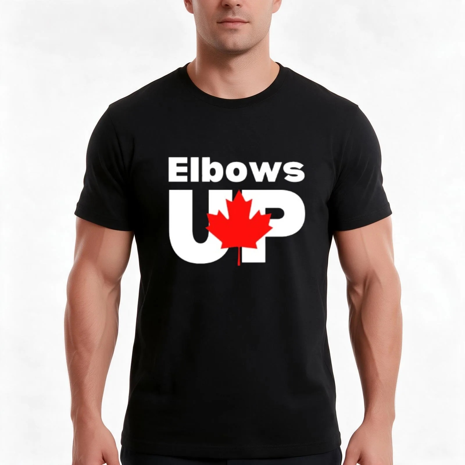 Elbows Up canada T-Shirt, Summer Casual Cotton Tee, Oversized Streetwear Tops, Vintage Graphic Print, Loose Fit Short Sleeve