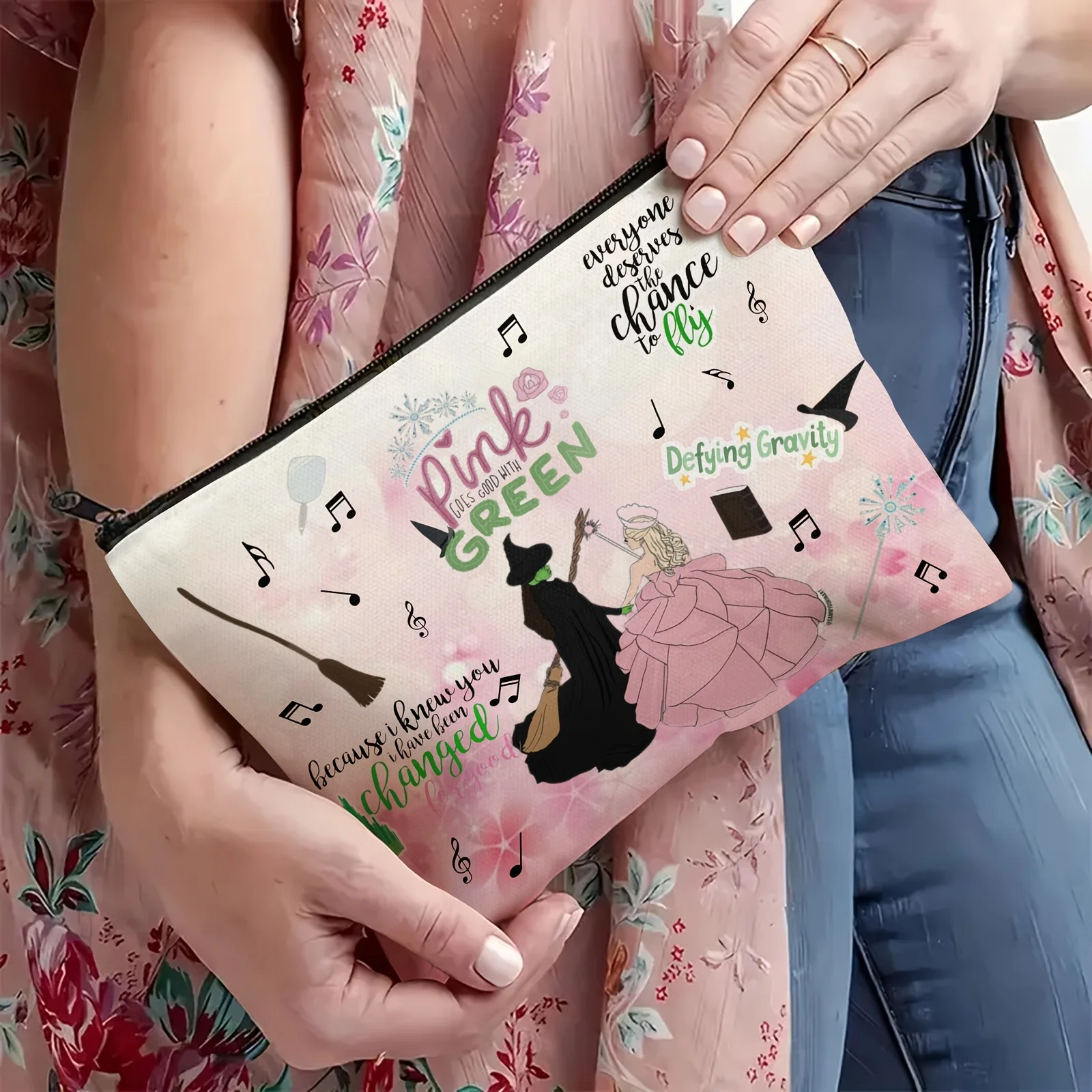 Eine Make-up-Tasche mit Hexerei- und Romantikmotiv – niedliche multifunktionale Reißverschlusstasche für Frauen, Schmuckaufbewahrungstasche