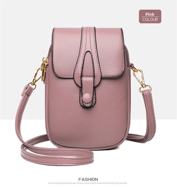 Mini-Multifunktions-Umhängetasche aus Leder für Handy/Sport, Cross-Taschen mit Kopfhöreranschluss, mehrlagige Damentasche mit Abdeckung – Detail 23