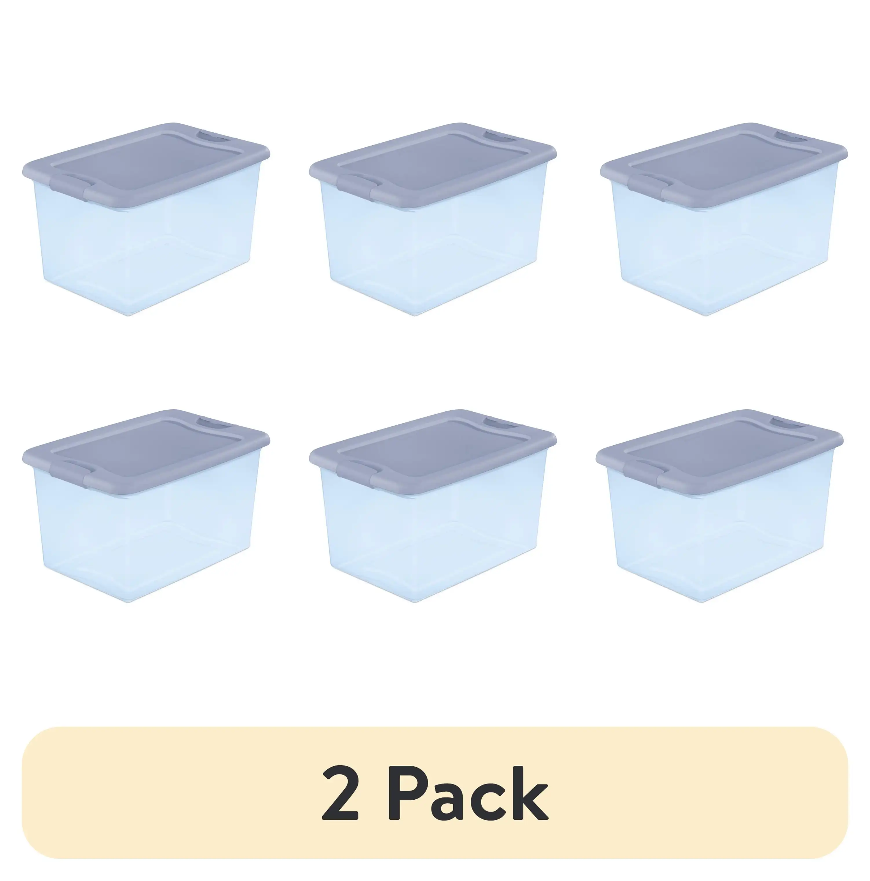 

(2 pack) Sterilite 64 Qt. Latching Box Plastic, Blue Tint, Set of 6