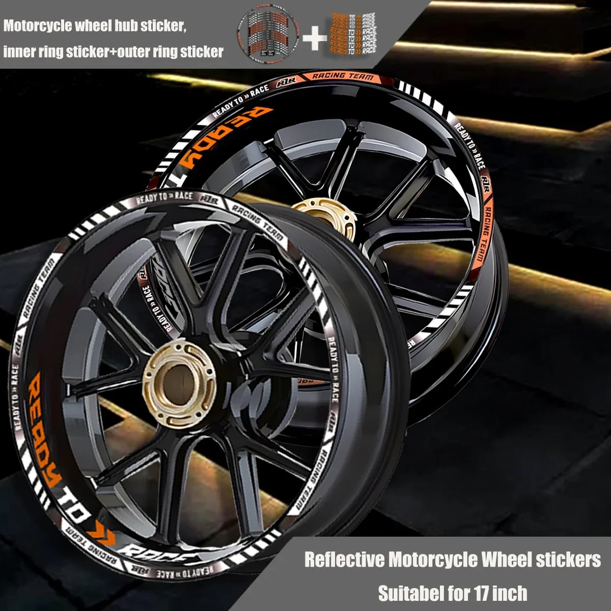

Reflective Motorcycle Wheel Sticker Rim Hub Stripe Decal Ready to Race Tape Accessori Waterproof For KTM Duke 390/690/790/125 RC