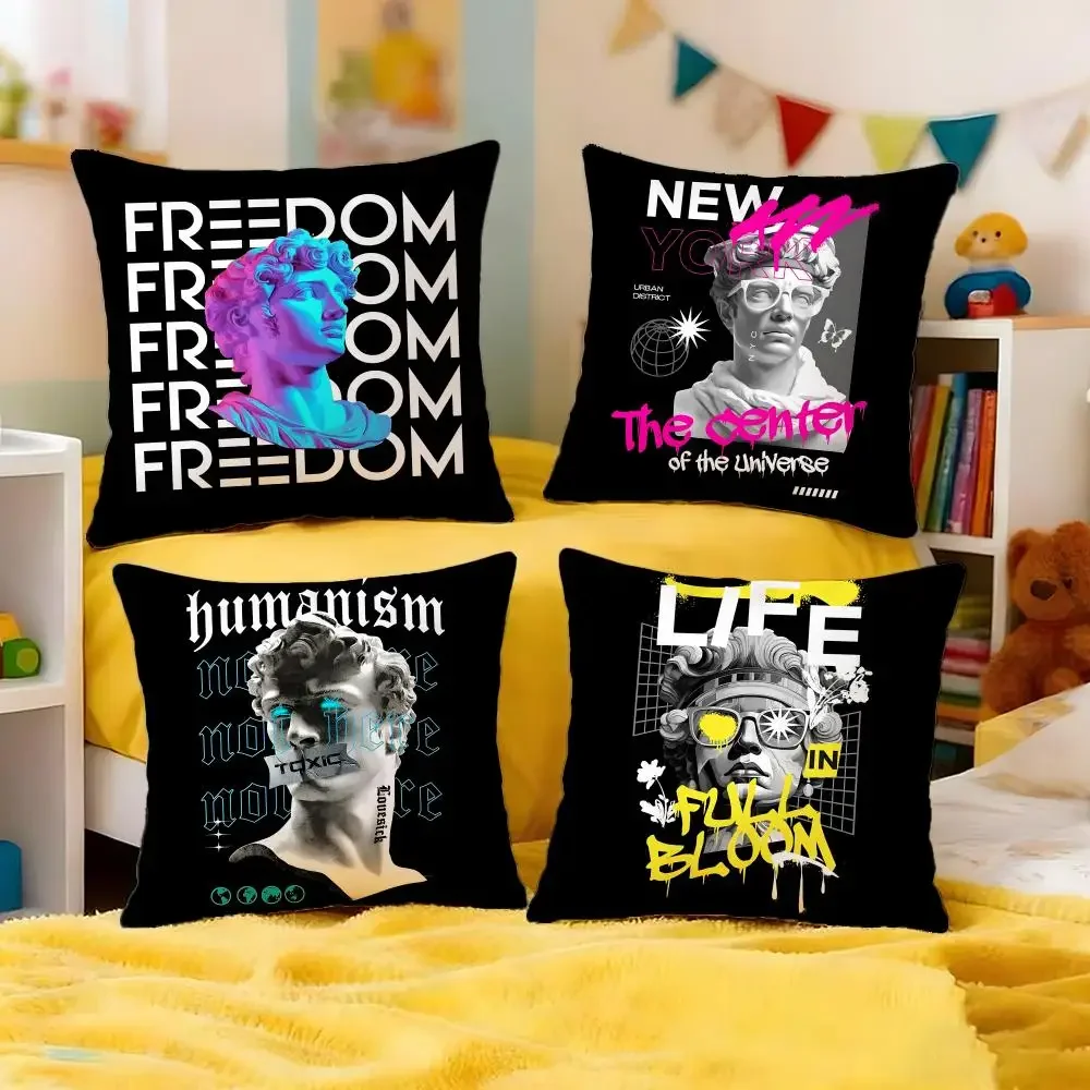 Surreal Creative Sculpture Painting Cushion Cover Premium Soft Pillowcase Skin-Friendly Breathable for Home Office Travel