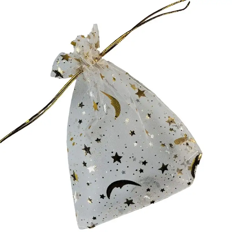 

E8BD Oversized Drawstring Storage Bag Star Decorated Polyester Materials Packaging Bag For Seasonal Decors Mess Control