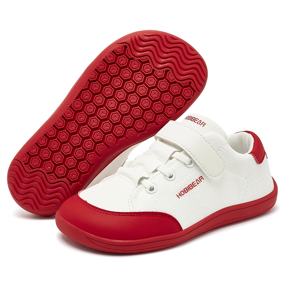 HOBIBEAR Kids Wide Toe Barefoot Shoes Boys Girls Minimalist Sneakers Lightweight Hook Loop Mesh Artificial Leather Shoes image 3