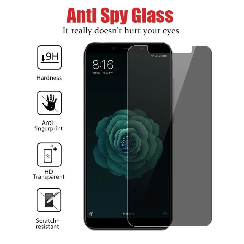 Vetro temperato anti-spia per Xiaomi Mi 10 Lite 9 Lite A3 Protezione schermo privacy per Xiaomi Mi 10T Lite 10T Pro 9T Pro