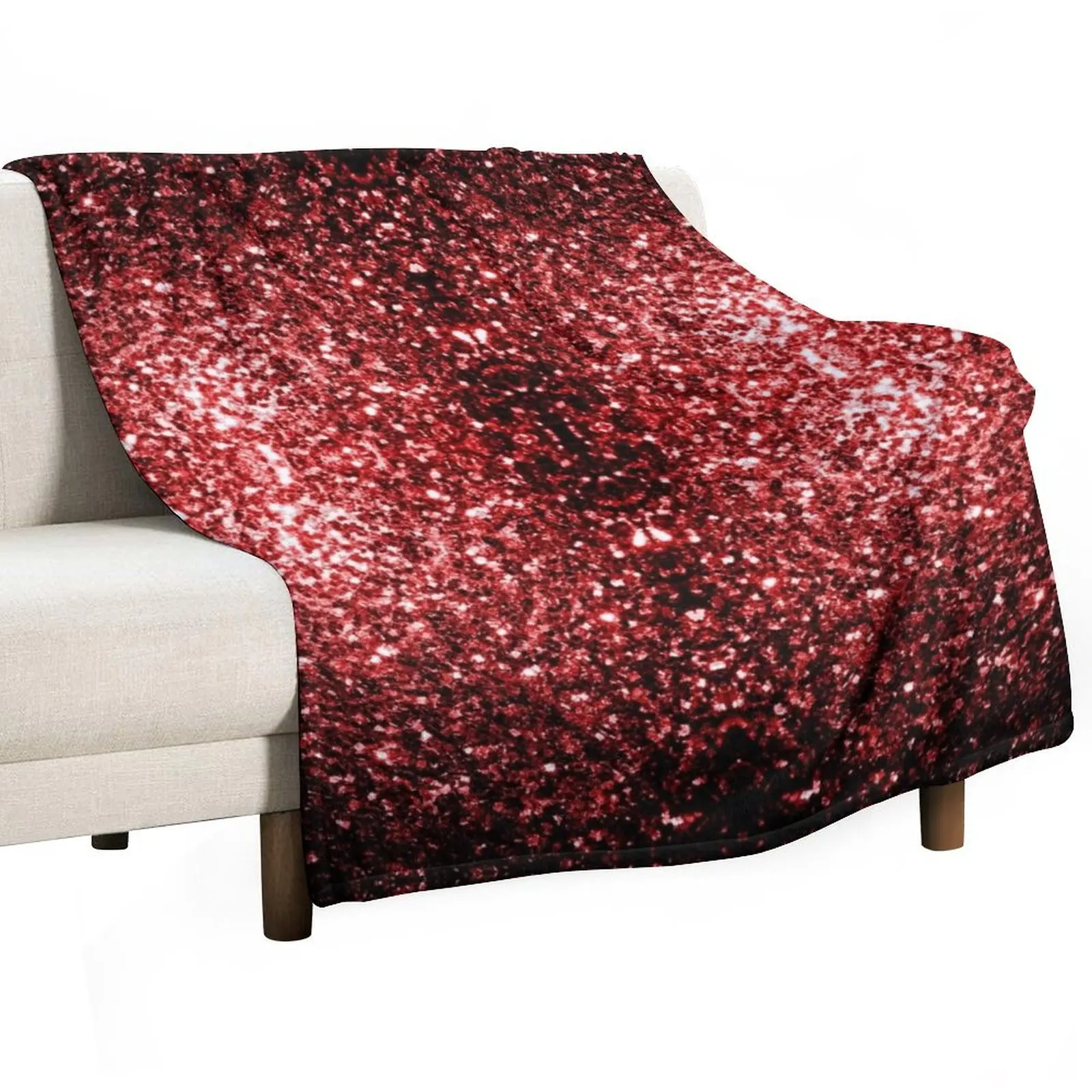 Glamour Red Glitter faux sparkles Throw Blanket Loose blankets ands Blankets