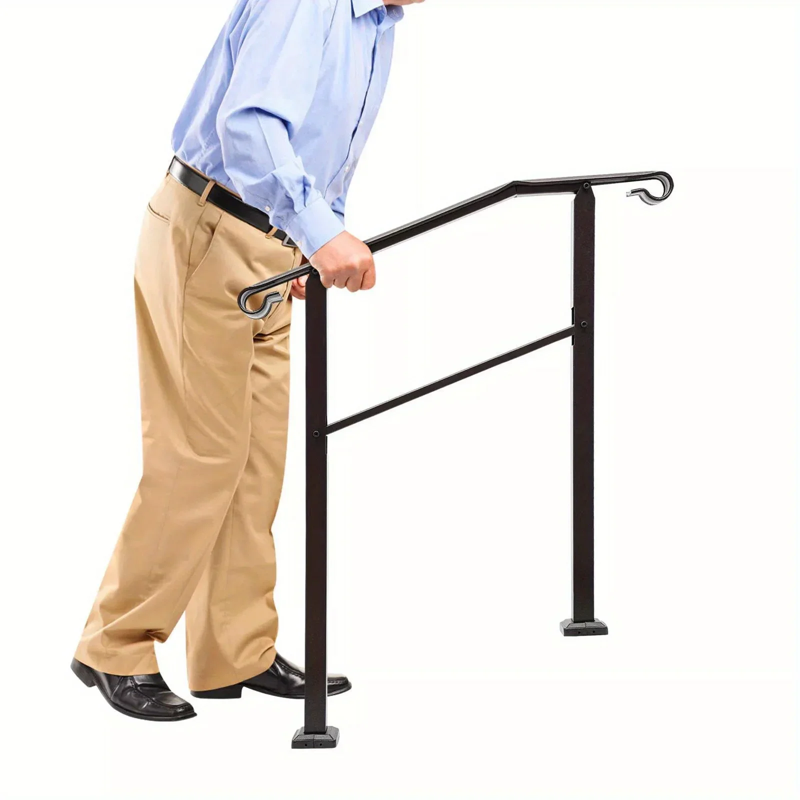 36" Heavy Duty Iron Stair Railing - Sloped Handrail for Steps, Porches, Decks | Weather-Resistant & Easy Install