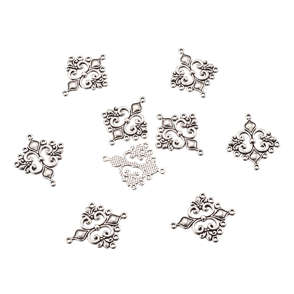 10Pcs Tibetan Style Chandelier Links Component Rhombus Charm Connector For Jewelry Making Bohemian Dangle Earring Accessories