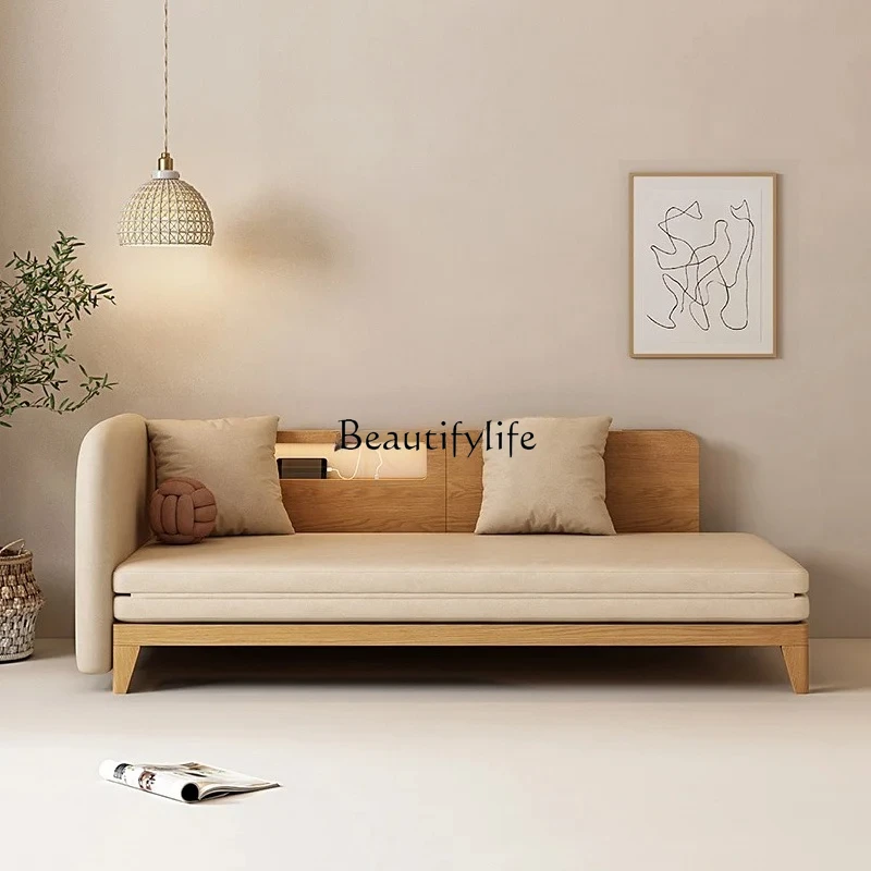 

Japanese-style wabi-sabi wind solid wood multi-functional sofa bed folding