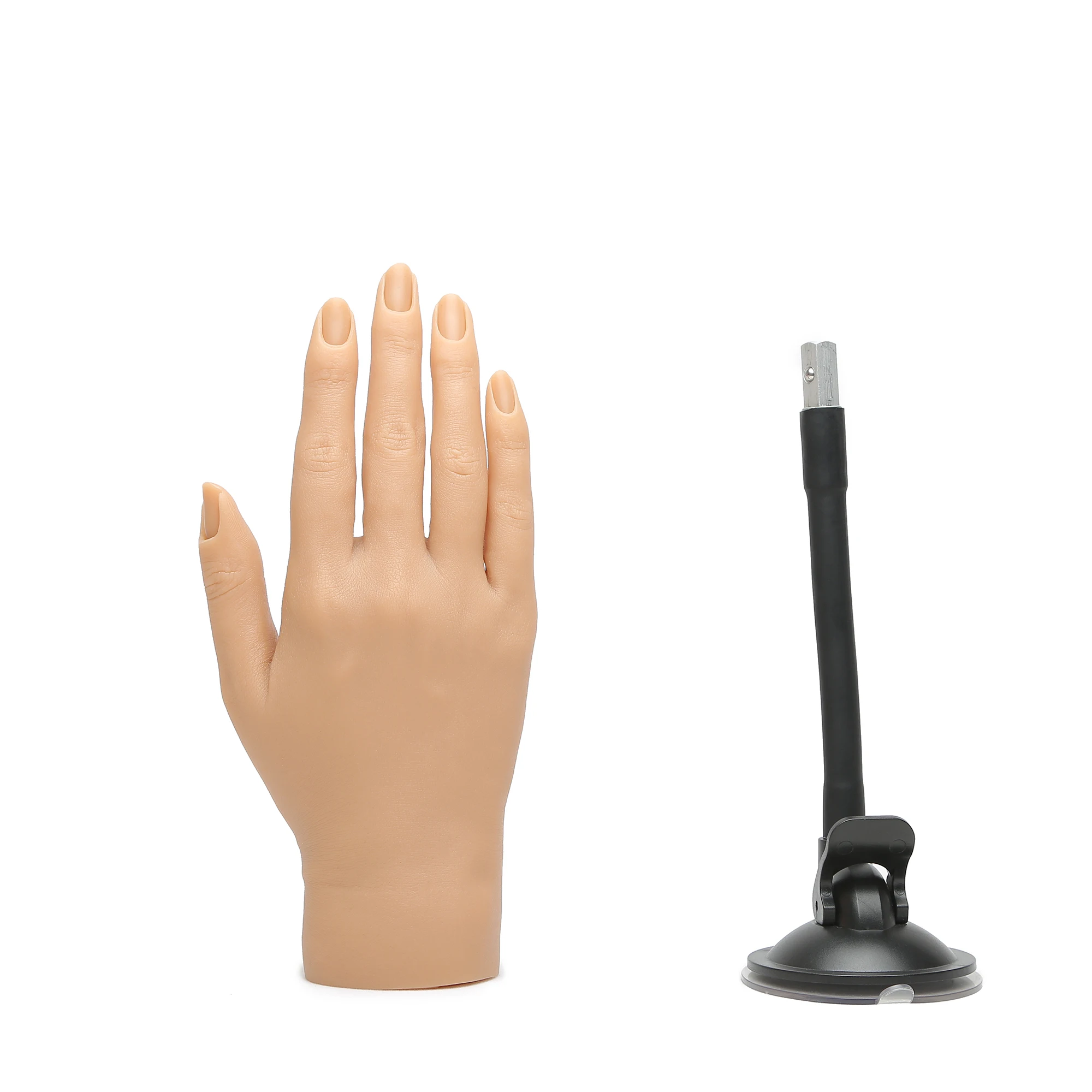 

Realistic Fake Nail Art Practice Hand with Wrist for Manicure Sketch Henna Art Strap Suction Cup Holder Magnetic Type Nail Nest