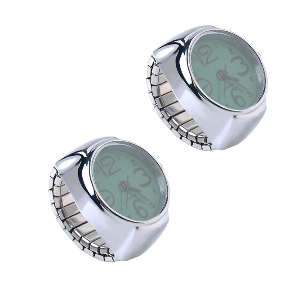 2pcs Ring Watch For Women Mini Quartz Watches Big Numbers Display Time Convenient Wearable Gift For Girls Finger Clock Accessory