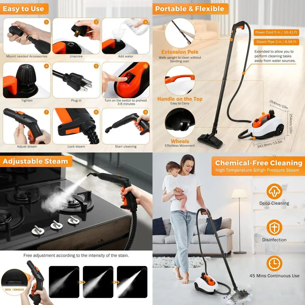 

Электрический многофункциональный пароочиститель для дома, ковров, обивки и салонов автомобилей