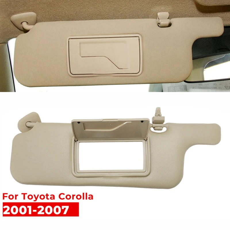 

Car Sun Visor Beige Makeup Mirror Sun Shielding Board For Toyota Corolla 2001-2007 Left Driver and Right Passenger Side Sunvisor