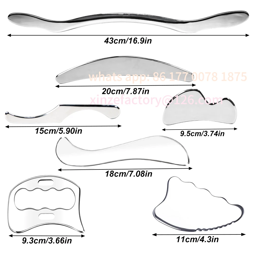 

Customizable 2/4/7Pcs Sport Stainless Steel Gua Sha Scraping Massage Tool Set Metal Massage Scraper for Muscle Anti-cellulite